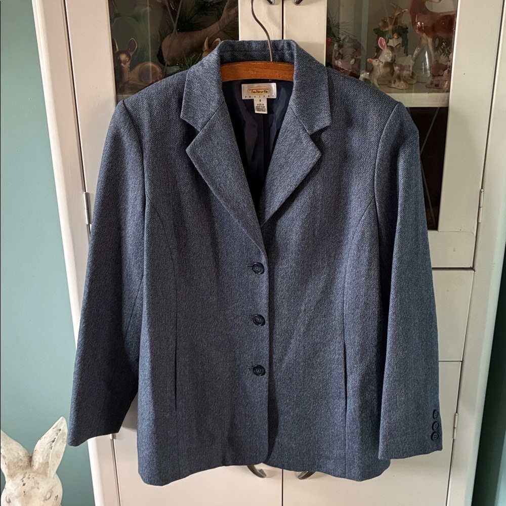 Talbots sz 8P Wool Women's Blue Blazer euc